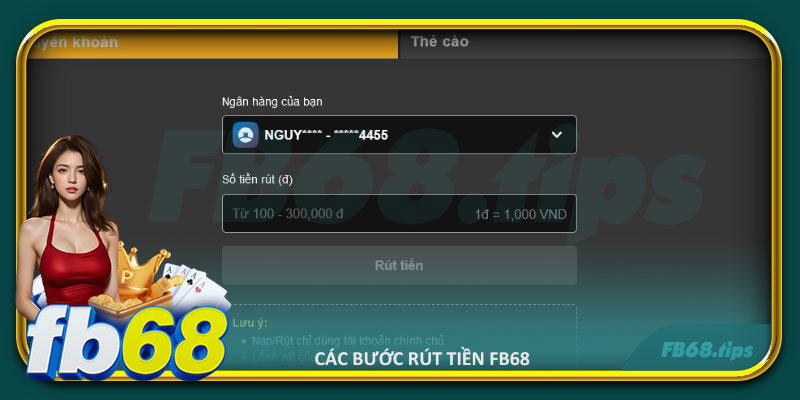 Các bước rút tiền FB68